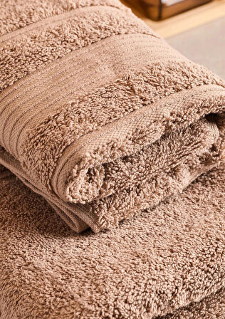 Towy Beige 100% Pamuk 3'lü Banyo Havlusu Seti
