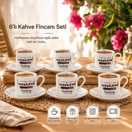 Porsima 09 Porselen 12 Parça Türk Kahve Fincan Takımı 90ml
