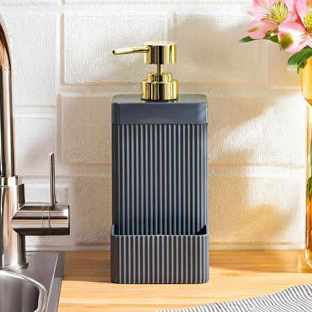 Perotti 13139 Lisbone Süngerlik Hazneli Banyo ve Mutfak Sıvı Sabunluk 550ML Antrasit