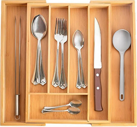 Porsima M9263-55 Ölçü Ayarlı 5-7 Bölmeli Bambu Kaşıklık