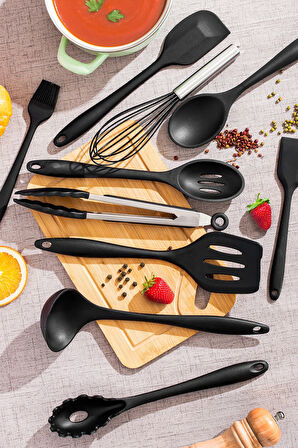 Perotti 15678 Kitchenmate Lucy Black 10 Parça Silikon Spatula Seti