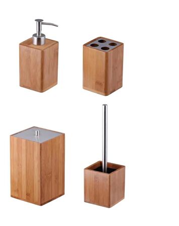 Perotti 15701 Bamboo 4'Lü Kovalı Banyo Seti