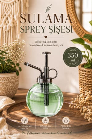 Perotti 15729 Yeşil 350ml Cam Yağlık Yağdanlık ve Sulama Spreyi Koku Spreyi Şişesi
