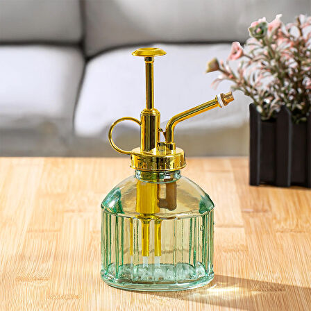 Perotti 15733 Yeşil Vintage Cam Bitki Sulama Şişesi Oda Kokusu Dağıtıcı Cam Dağıtıcı Sprey 250ml