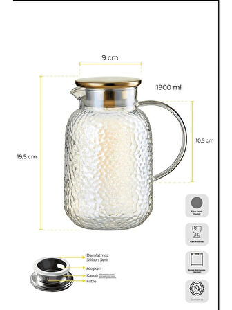 Perotti Savio Buzlust Filtre Kapaklı Luster Sürahi 1900ML