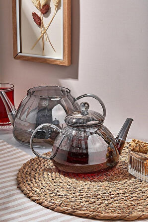 Perotti Vitor Füme Borosilikat Cam Çaydanlık 800ML + 1.5L 16482