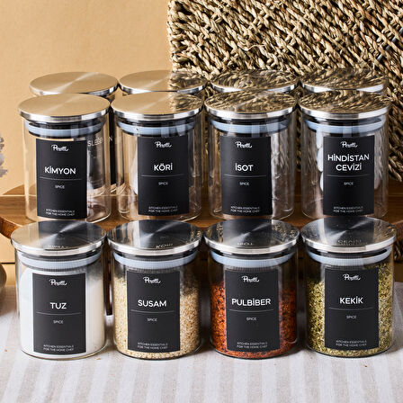 Perotti Aurelia 12 Parça Metak Kapak Cam Baharatlık 225 ml
