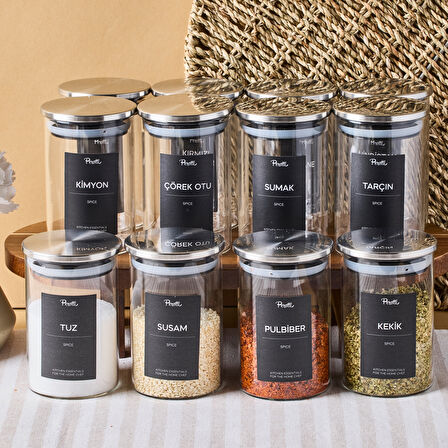 Perotti Aurelia 12 Parça Metak Kapak Cam Baharatlık 275 ml