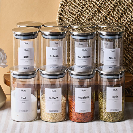 Perotti Aurelia 12 Parça Metak Kapak Cam Baharatlık 325 ml