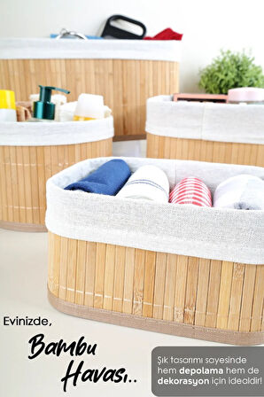 Bambu 4'lü Pinterest Stil Organizer Sepet 16572