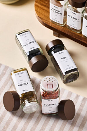 Perotti Raul Woody 12'li Akasya Kapak Baharatlık Seti 120ml + 30 Etiket 16779