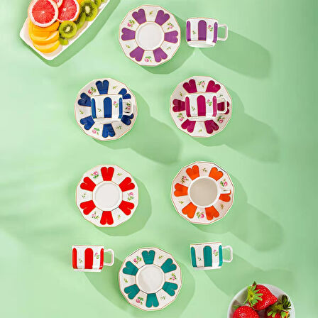 Perotti Acem 6 Kişilik 12 Parça Porselen Kahve Fincan Takımı