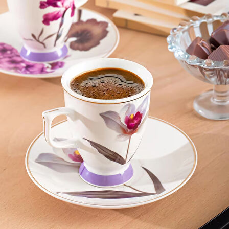 Perotti 16864 Begonvil 6 Kişilik 12 Parça Porselen Kahve Fincan Takımı