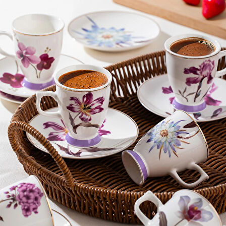 Perotti 16864 Begonvil 6 Kişilik 12 Parça Porselen Kahve Fincan Takımı