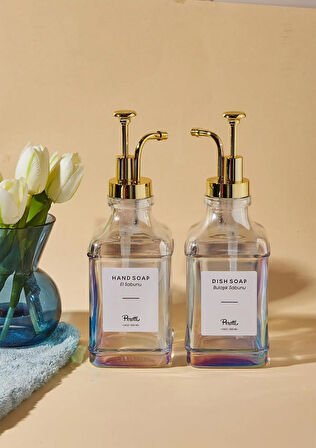 Pablo Luster 2li Sıvı Sabunluk Seti - Mutfak Sıvı Sabunluk Takımı - 2x500 ML