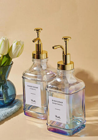 Pablo Luster 2li Sıvı Sabunluk Seti - Mutfak Sıvı Sabunluk Takımı - 2x500 ML
