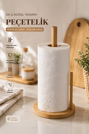 Perotti Bambu Yuvarlak Kağıt Havluluk 14 cm Pratik Kullanım Ergonomik Mutfak Havluluğu