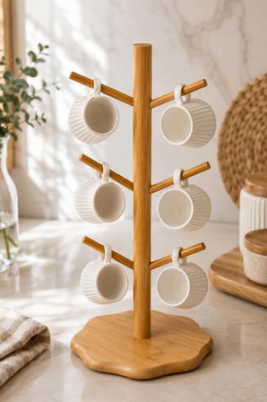 Perotti Bamboo Çiçek Desenli Bardak Askılığı