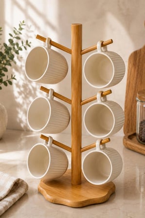 Perotti Bamboo Çiçek Desenli Bardak Askılığı