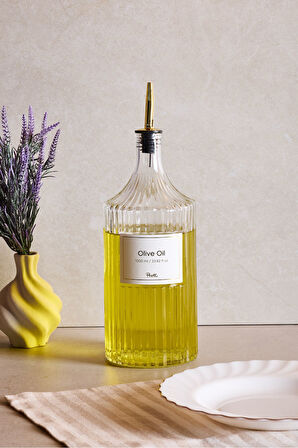Perotti Viking 1000 ml Cam Şişe ve Yağlık Kapaklı Çift Kapaklı Gold