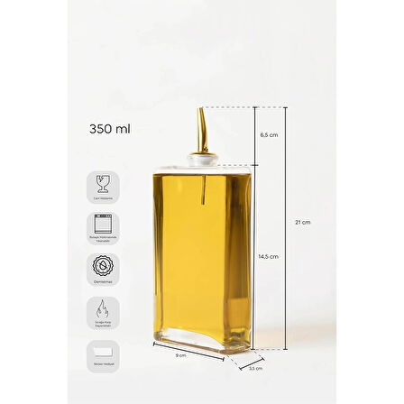 Perotti Molivet 3'lü Gold Kapak Cam Yağdanlık Sosluk Sirkelik 350-500-750 ml