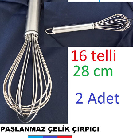 1,KALİTE 16 kalın Telli 2ADET  Paslanmaz Çelik Tel Çırpıcı metal Çırpma Yumurta Sos Karıştırıcı Çırpma Teli