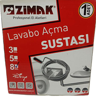 Zimak Lavabo Gider Açma  Sustası 8m Zmk1613