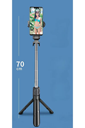 Selfie Çubuğu Tripod Siyah Kumandalı Bluetoothlu TP-1019