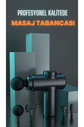 Masaj Tabancası Sporcu Masaj Aleti 9mm 4 Başlıklı Şarjlı Profesyonel Tabancası Masaj Aleti TP-1030