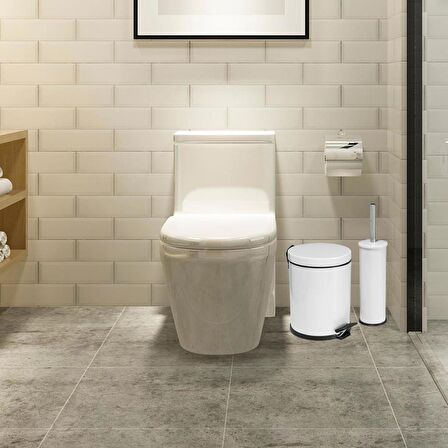 Foreca 2 li Çöp Kovası Banyo Seti Beyaz