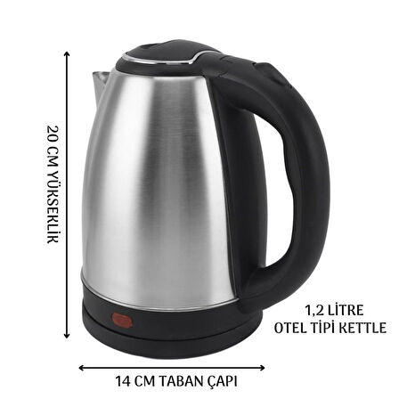 Crown CRW-7105 1,2L Otel Tipi Kettle 1500 Watt