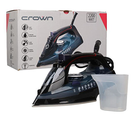 Crown CRW-7206 2200W Seramik Tabanlı Buharlı Ütü Mavi