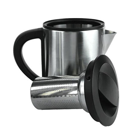 Crown CRW-2201 1800W 1.8 - 0.8 Litre Çelik Hazneli Çaycı Mutfak Kettle Demlikli Ve Süzgeçli Inox