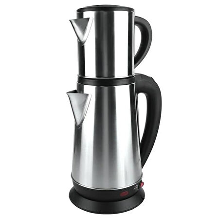 Crown CRW-2201 1800W 1.8 - 0.8 Litre Çelik Hazneli Çaycı Mutfak Kettle Demlikli Ve Süzgeçli Inox