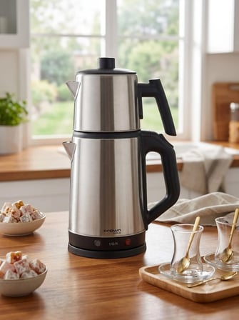 Crown Crw-2202 Çay Makinesi 1500 W Paslanmaz Çelik Gri