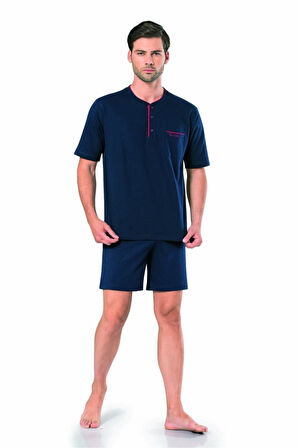 %100 Pamuk Erkek Kısakollu Şortlu Bordo 3'lü Penye Pijama Takımı