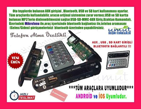 Class USB-123 USB-SD-Bluetooth AUX Çevirici Kumandalı