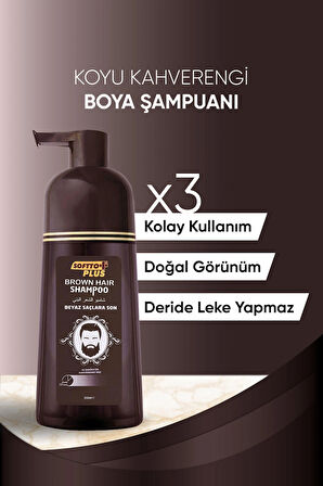Softto Plus Brown Hair Anında Etkili Beyaz Kapatıcı Boya Şampuan 3lü Paket 3x350 ml 