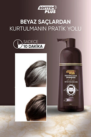 Softto Plus Brown Hair Anında Etkili Beyaz Kapatıcı Boya Şampuan 3lü Paket 3x350 ml 
