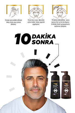 Black ve Brown Hair Anında Etkili Siyah ve Kahve Şampuan Boya 2'li Paket 350ml+350ml