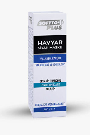 SOFTTO PLUS HAVYAR YAŞLANMA KARŞITI YAĞ KONTROL VE DENGELEYİCİ SİYAH MASKE 100 ML