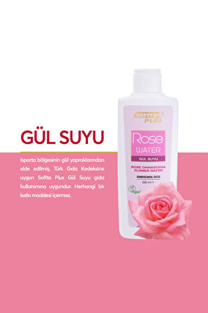 Softto Plus Gül Suyu Tüm Cilt Tipleri İçin Gül Özlü Su Bazlı Yağsız Nemlendirici Yüz Bakım Spreyi 200 ml