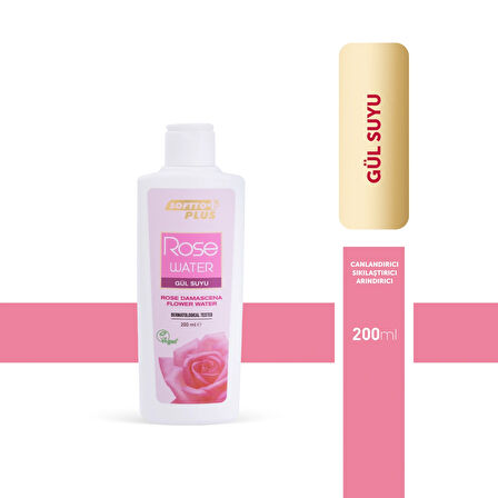 Softto Plus Gül Suyu Tüm Cilt Tipleri İçin Gül Özlü Su Bazlı Yağsız Nemlendirici Yüz Bakım Spreyi 200 ml