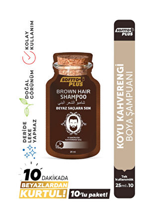 Brown Hair Doğal Görünümlü Saç Siyahlaştırıcı Anında Etkili Şampuan Boya 25mlx10 adet