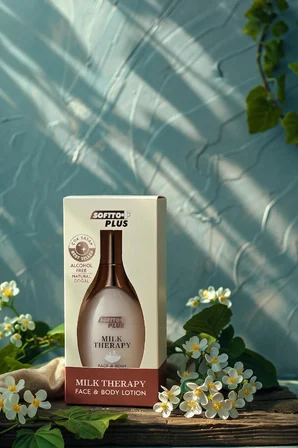 SOFTTO PLUS MILK THERAPY YÜZ & VÜCUT LOSYONU 120 ML – SHEA BUTTER, SÜT PROTEİNİ, GLİSERİN VE VİTAMİN E İÇERİKLİ NEMLENDİRİCİ BAKIM LOSYONU