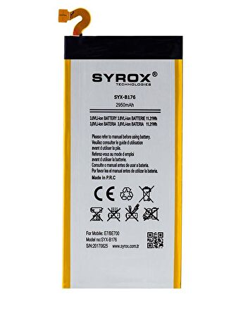 Syrox Samsung Galaxy E7 (E700) Batarya 2950 mAh B176