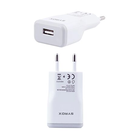 Syrox J35 2.1A 1xUSB-A Port Çıkışlı Hızlı Şarj Cihazı - Beyaz