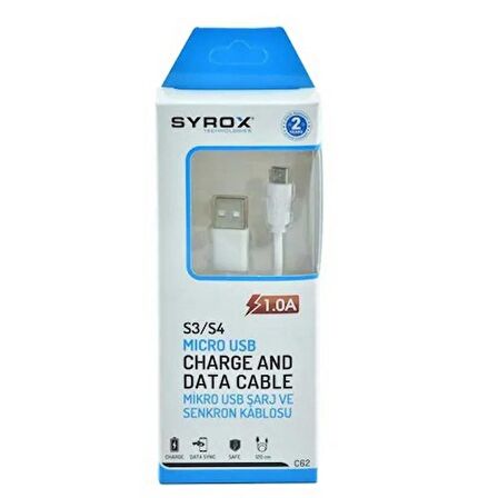 Syrox C62 Micro USB Şarj ve Veri Kablosu 1A