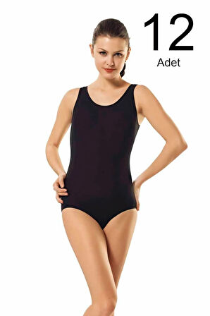 Kadın Elastan Geniş Askılı Çıtçıtlı Body 262 12'li Paket