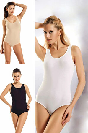Kadın Elastan Geniş Askılı Çıtçıtlı Body 262 12'li Paket
